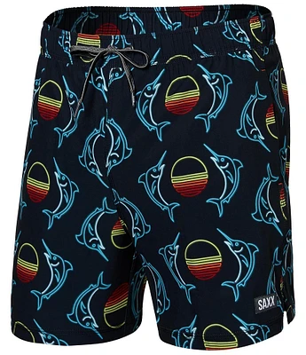 SAXX Oh Buoy Two-In-One Sunset Crest Printed 5#double; Inseam Volley Shorts