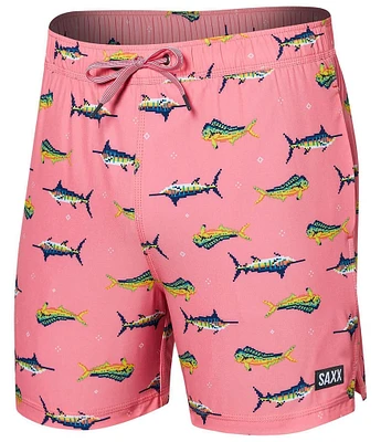 SAXX Oh Buoy Two-In-One Printed/Solid 5#double; Inseam Volley Swim Shorts