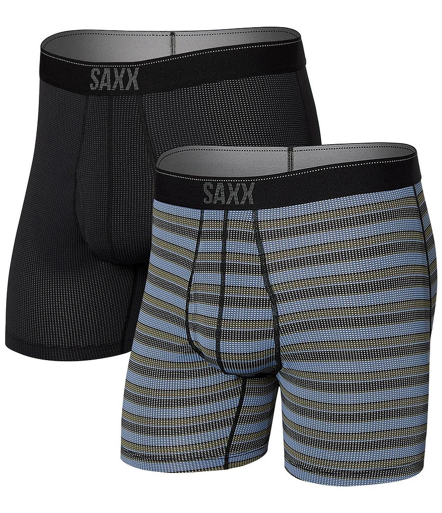 SAXX Quest Quick-Dry Solid/Striped Mesh 5#double; Inseam Boxer Briefs 2-Pack