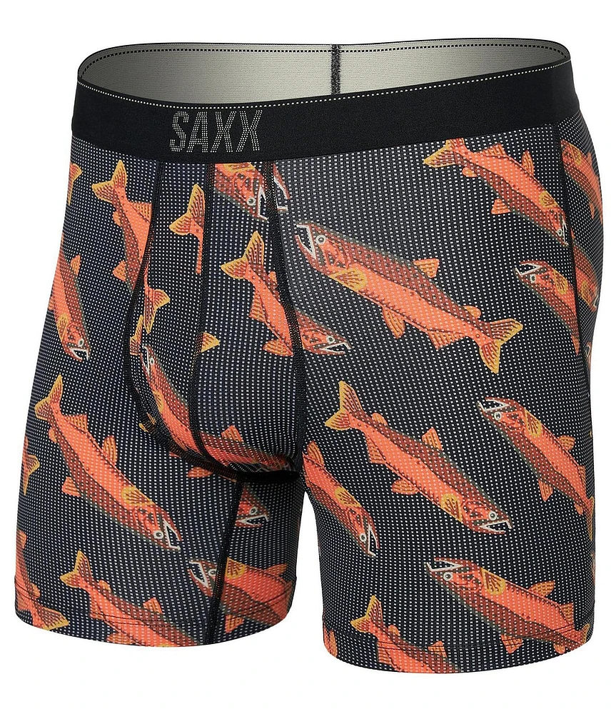 SAXX Quest Slim Fit Shark-Printed Mesh 5#double; Inseam Boxer Briers