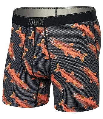 SAXX Quest Slim Fit Shark-Printed Mesh 5#double; Inseam Boxer Briers