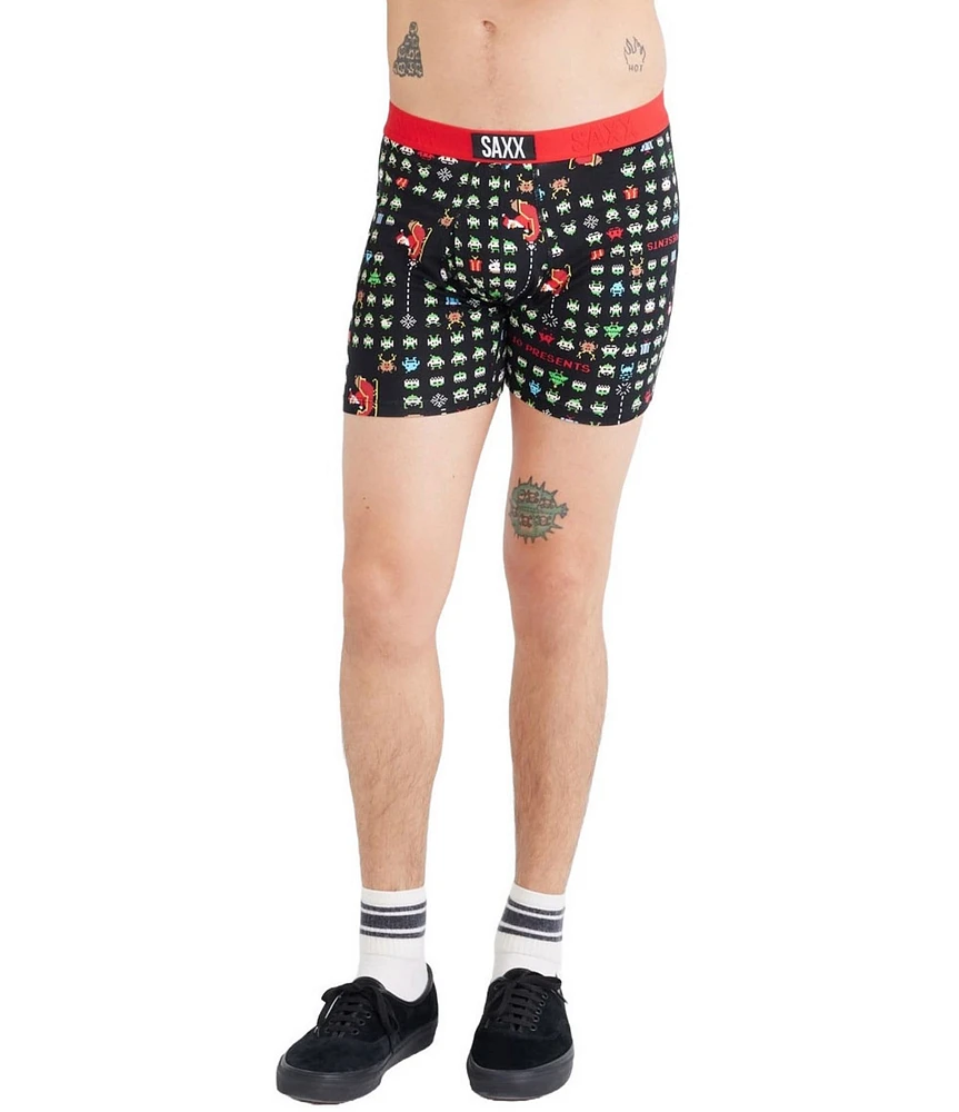 SAXX Ultra Super Soft Relaxed Christmas Sleigh Invaders Fit 5#double; Inseam Boxer Brief