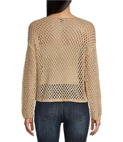 Say What Open Weave Boat Neck Dolman Long Sleeve Top