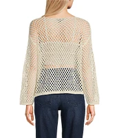 Say What Open Weave Boat Neck Dolman Long Sleeve Top