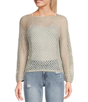 Say What Open Weave Boat Neck Dolman Long Sleeve Top