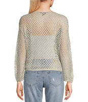 Say What Open Weave Boat Neck Dolman Long Sleeve Top