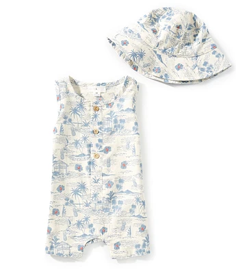 Scene&Heard Baby Boys 3-24 Month Sleeveless Printed Shortall and Hat Set