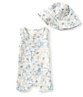 Scene&Heard Baby Boys 3-24 Month Sleeveless Printed Shortall and Hat Set