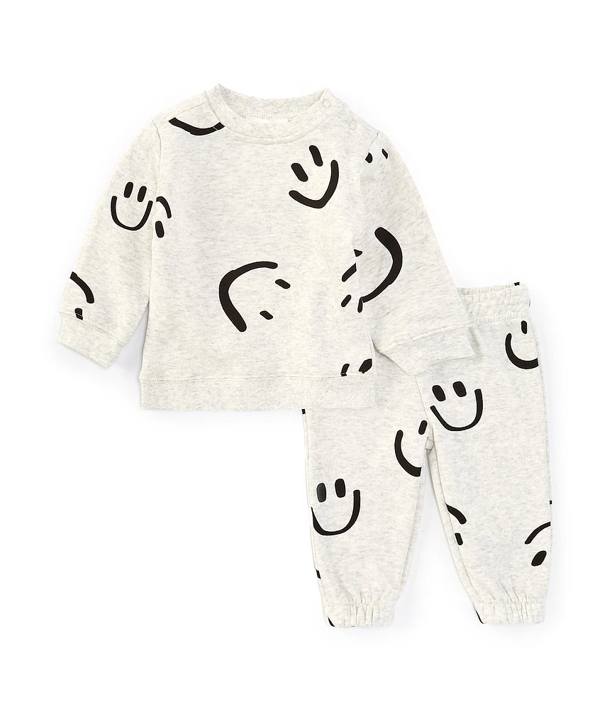 Scene&Heard Baby Boys 3-24 Months Smiley Face Long Sleeve Sweatshirt & Jogger Pants Set