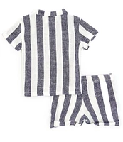 Scene&Heard Baby Boys 3-24 Months Woven Striped Button Down Linen Shirt & Shorts Set