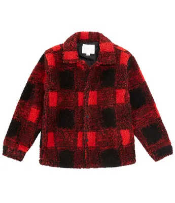 Scene&Heard Big Boys 8-20 Long Sleeve Large Plaid Sherpa Shacket