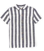 Scene&Heard Big Boys 8-20 Short Sleeve Button-Front Stripe Woven Shirt