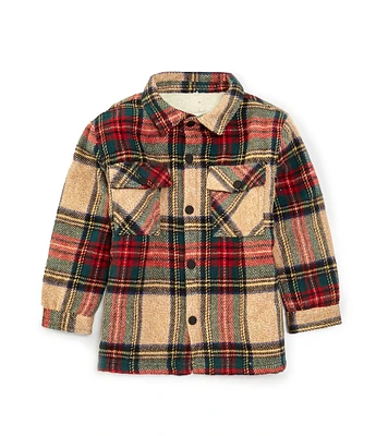 Scene&Heard Little Boys 2T-7 Khaki Plaid Shacket