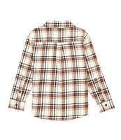 Scene&Heard Little Boys 2T-7 Long Sleeve Ivory and Black Plaid Sport Shirt