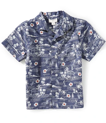 Scene&Heard Little Boys 2T-7 Tropical Scene Woven Button Front Shirt