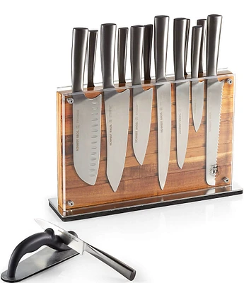 Schmidt Brothers Cutlery Shiplap 15-Piece Knife Block Set with Acacia Block