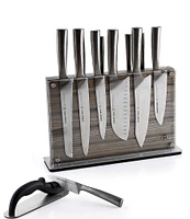 Schmidt Brothers Cutlery Shiplap 15-Piece Knife Block Set with Grey Block