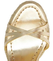 Schutz Alexandra Metallic Leather Espadrille Wedge Sandals