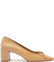 Schutz Arissa Block Leather Square Toe Bow Pumps