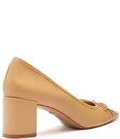 Schutz Arissa Block Leather Square Toe Bow Pumps