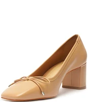 Schutz Arissa Block Leather Square Toe Bow Pumps