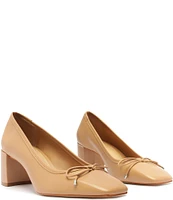 Schutz Arissa Block Leather Square Toe Bow Pumps