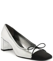 Schutz Arissa Block Metallic Cap Toe Bow Pumps