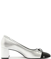 Schutz Arissa Block Metallic Cap Toe Bow Pumps