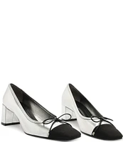 Schutz Arissa Block Metallic Cap Toe Bow Pumps