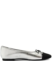 Schutz Arissa Casual Metallic Cap Toe Colorblock Ballerina Bow Flats