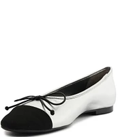 Schutz Arissa Casual Metallic Cap Toe Colorblock Ballerina Bow Flats