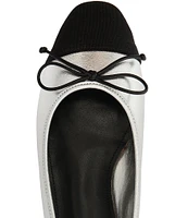 Schutz Arissa Casual Metallic Cap Toe Colorblock Ballerina Bow Flats