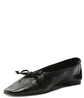 Schutz Arissa Croco Print Leather Ballet Bow Flats