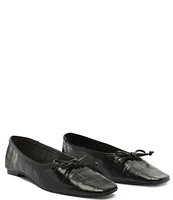 Schutz Arissa Croco Print Leather Ballet Bow Flats