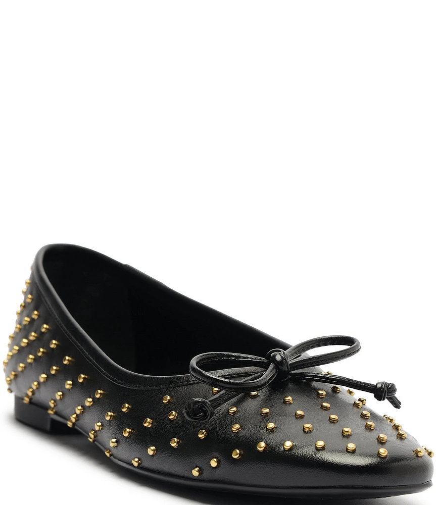 Schutz Arissa Studded Leather Ballet Bow Flats