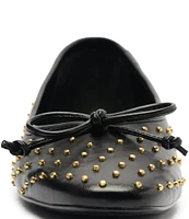 Schutz Arissa Studded Leather Ballet Bow Flats