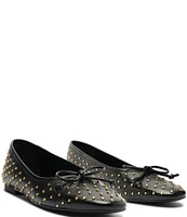 Schutz Arissa Studded Leather Ballet Bow Flats