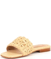 Schutz Ayla Raffia Floral Slide Sandals