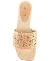 Schutz Ayla Raffia Floral Slide Sandals