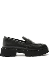 Schutz Christie Leather Lugged Platform Penny Loafers