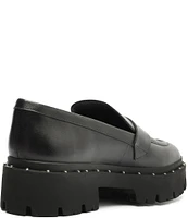 Schutz Christie Leather Lugged Platform Penny Loafers