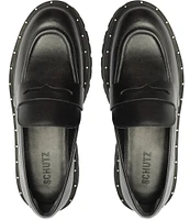 Schutz Christie Leather Lugged Platform Penny Loafers