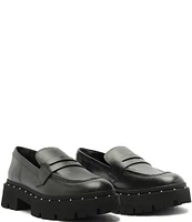 Schutz Christie Leather Lugged Platform Penny Loafers