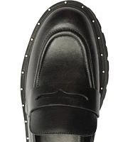 Schutz Christie Leather Lugged Platform Penny Loafers