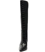 Schutz Ciara Crocodile Embossed Leather Tall Boots