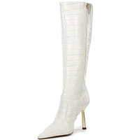 Schutz Ciara Crocodile Embossed Leather Tall Boots