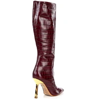 Schutz Ciara Crocodile Embossed Leather Tall Boots