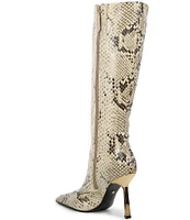 Schutz Ciara Snake Embossed Tall Leather Boots