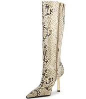 Schutz Ciara Snake Embossed Tall Leather Boots