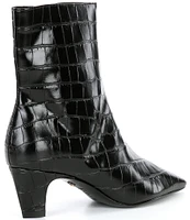 Schutz Dellia Crocodile Embossed Leather Booties